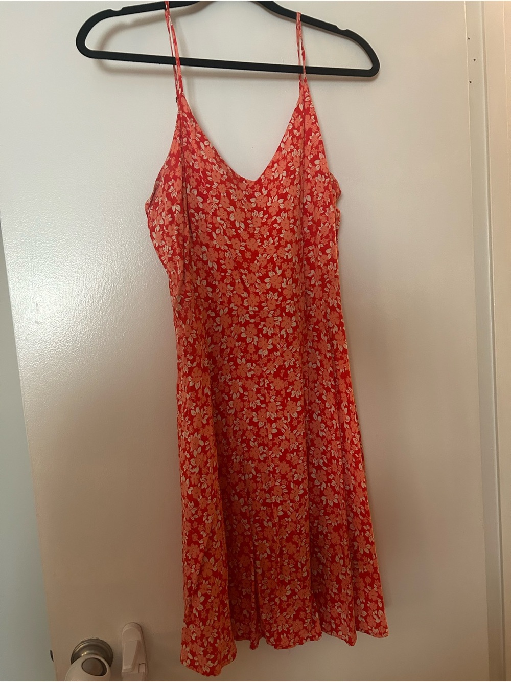 Orange Floral Spaghetti-Strap Summer Dress